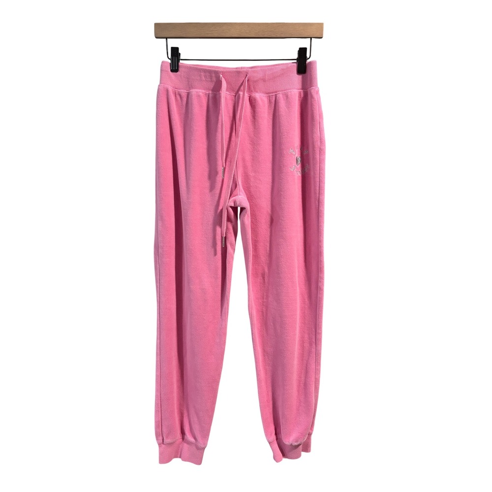 Juicy Couture Forever 21 Pink Velour Rhinestone Joggers M Y2K Athleisure